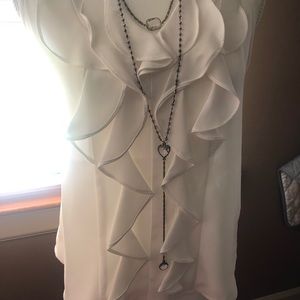 WHBM sheer white blouse, new without tags